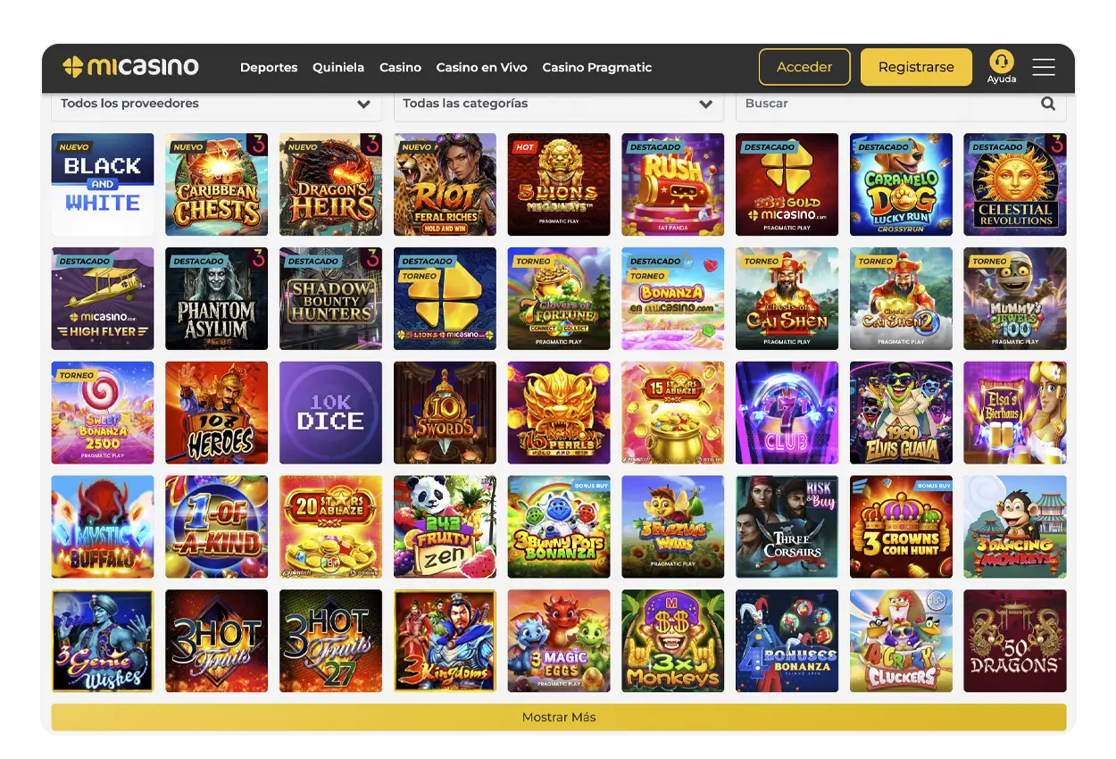Juegos más populares de Mi Casino Chile